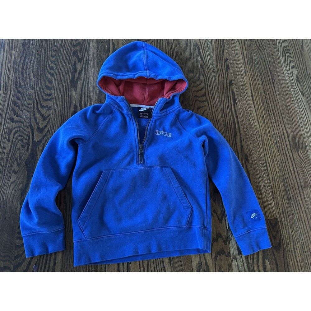 Nike Air‎ Youth Boys Size Small Blue Half Zip Hoodie Cotton Blend Sports